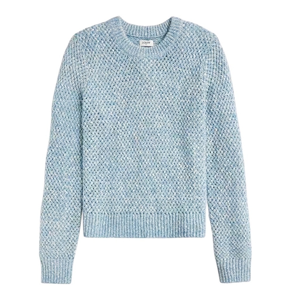NEW J. CREW Factory Honeycomb-stitch crewneck sweater in light blue Size XS